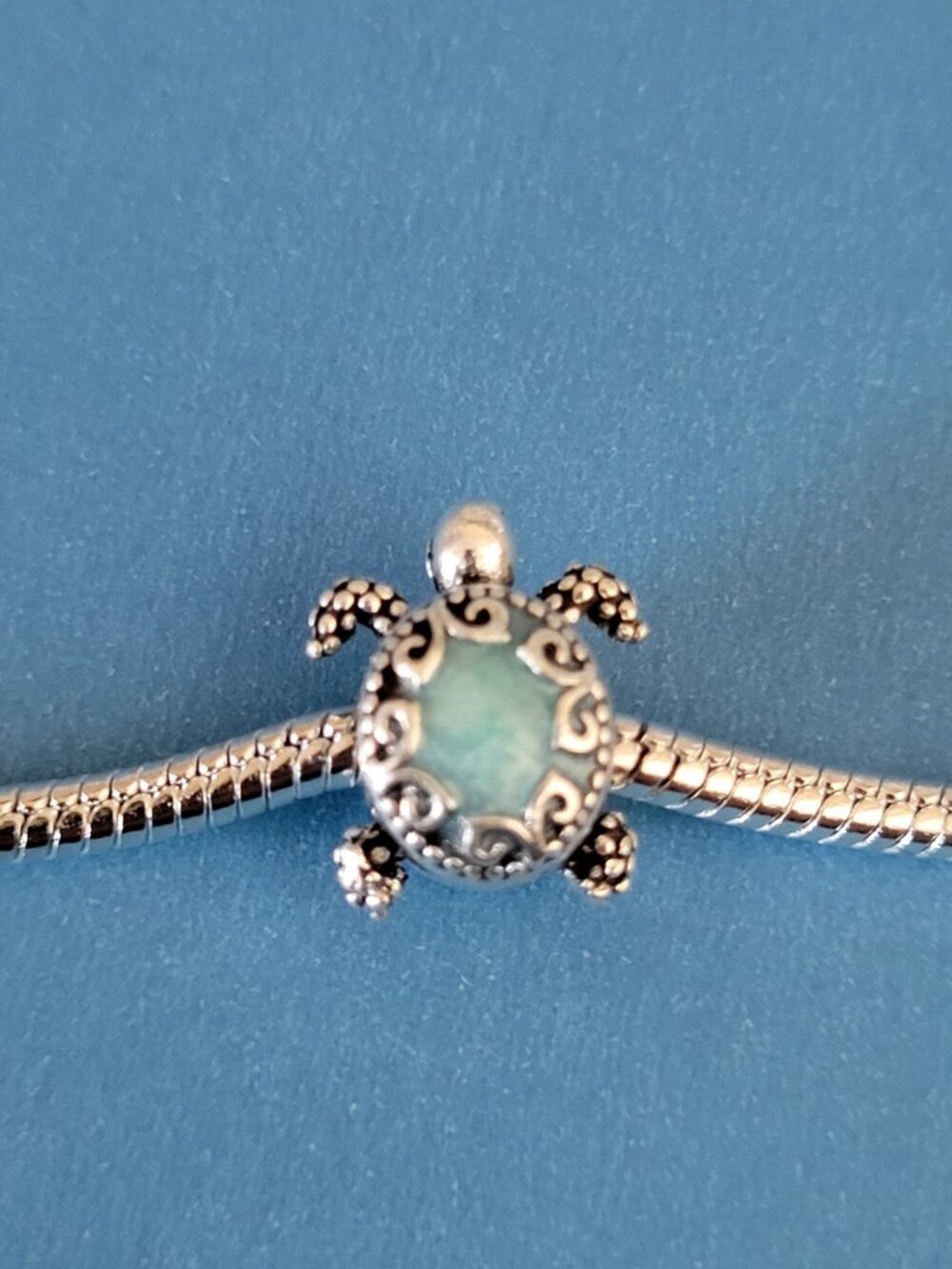 New! For Pandora Charm Bracelet Individual Charm - Turtle Blue And Silver Color - Picture 4 of 5